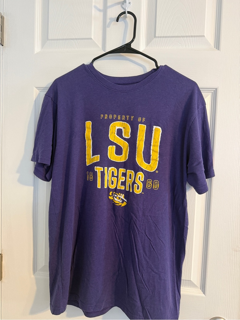 League Purple LSU Tigers Short Sleeve Tee with Yellow Graphic